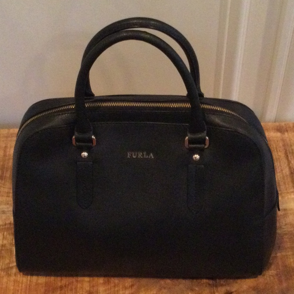 Black leather Furla handbag